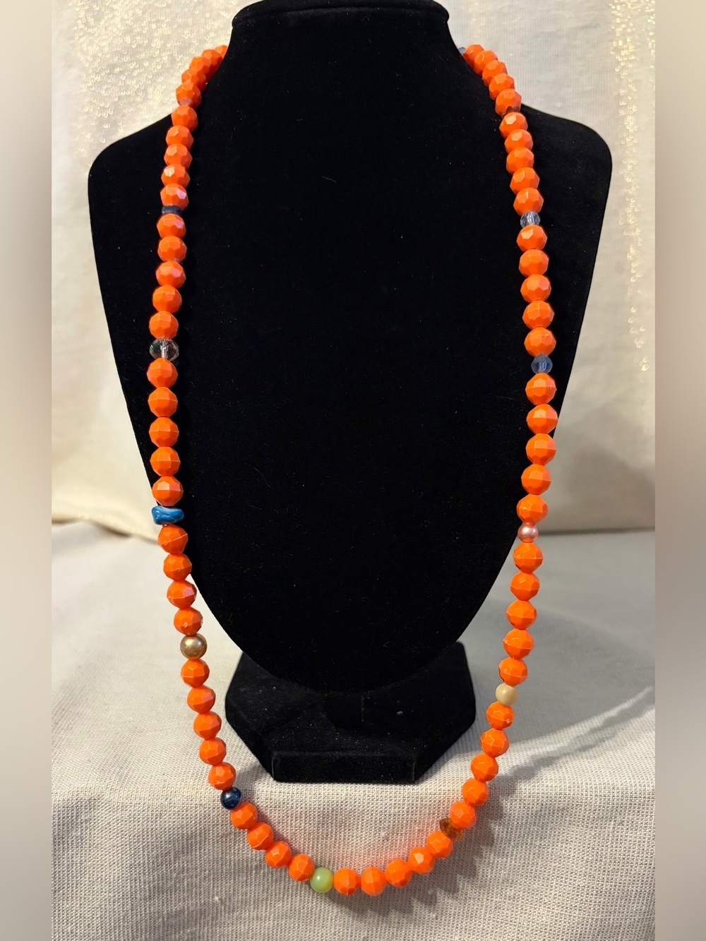 Bright Orange Beaded Necklace - Women's Fashion Jewelry